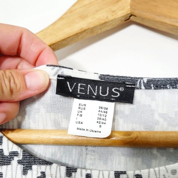 Venus Knit Sheath Dress Knit Houndstooth Print Black White Midi Stretch Business - Picture 3 of 8